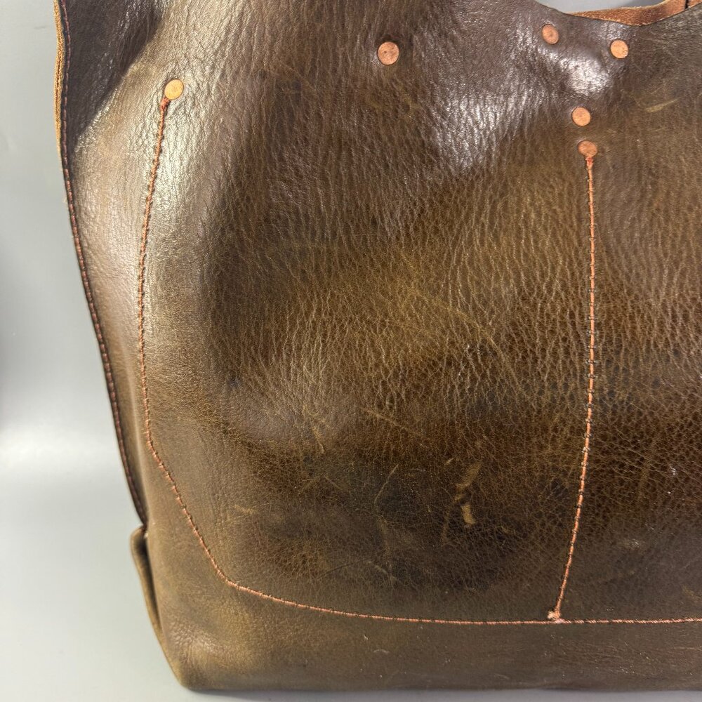 Arden + James Brown Leather Tall Carryall Tote Bag - Picture 6 of 13